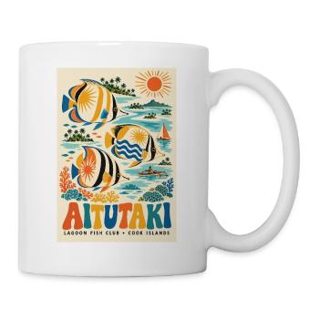 Erkunden Sie Aitutaki in der Retro-Lagune der Cookinseln - Tasse - Weiß - Rechts