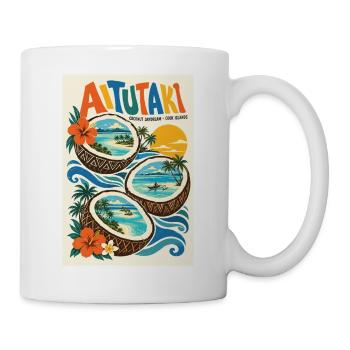 Erleben Sie Aitutaki in der Retro-Lagune der Cookinseln - Tasse - Weiß - Rechts