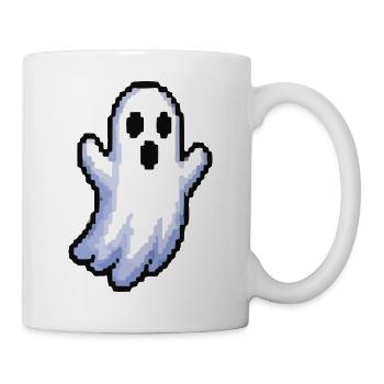 Geister-Pixel: Verspielter Schatten - Tasse - Weiß - Rechts