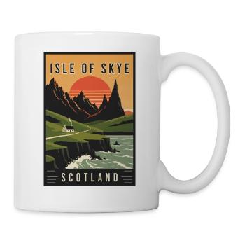 Besuchen Sie die dramatischen Landschaften auf der Isle of Skye, Schottland - Tasse - Weiß - Rechts