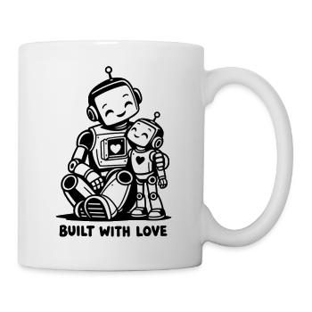 Built with Love – Niedlicher Roboter-Elternteil und Kind - Tasse - Weiß - Rechts