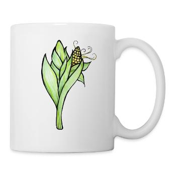 Aquarell-Maispflanzenillustration - Tasse - Weiß - Rechts