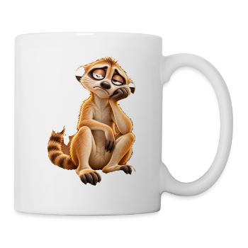 Müdes Cartoon-Erdmännchen - Tasse - Weiß - Rechts