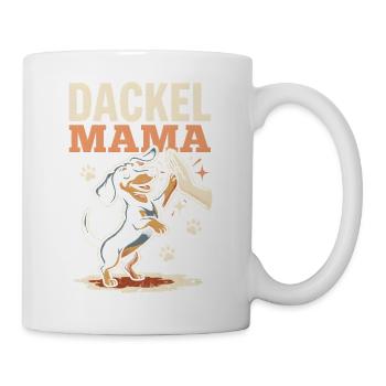Dackel Mama Pfoten High Five Hundeliebe Spruch - Tasse - Weiß - Rechts