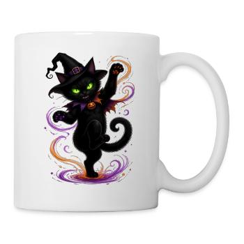 Halloween black cat dancing - Tasse - Weiß - Rechts