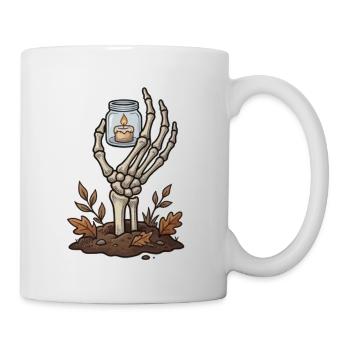 Skeletthand mit brennendem Licht - Tasse - Weiß - Rechts