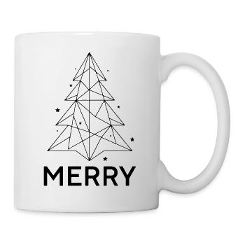 MERRY Chrismas - Weihnachtsbaum Minimalistisch - Tasse - Weiß - Rechts