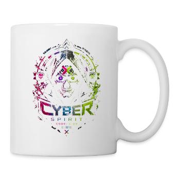 Cyber Spirit Skull Neon – Halloween-Horror - Tasse - Weiß - Rechts