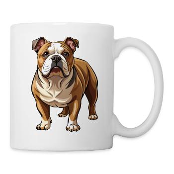 Bulldog-Hund-Stand - Tasse - Weiß - Rechts