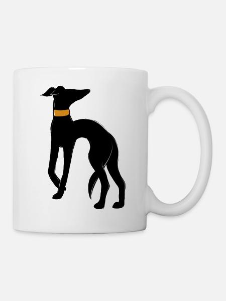 Midnight Hound Silhouette mit Halsband - Tasse - Weiß