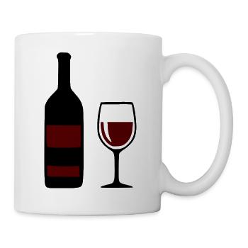 Weinflache mit Weinglas Geschenk Weintrinker  - Tasse - Weiß - Rechts