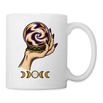 Hexenhand mit Kristallkugel – Tattoo - Tasse - Weiß - Rechts