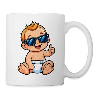 Coole Baby mit Sonnenbrille - Tasse - Weiß - Rechts