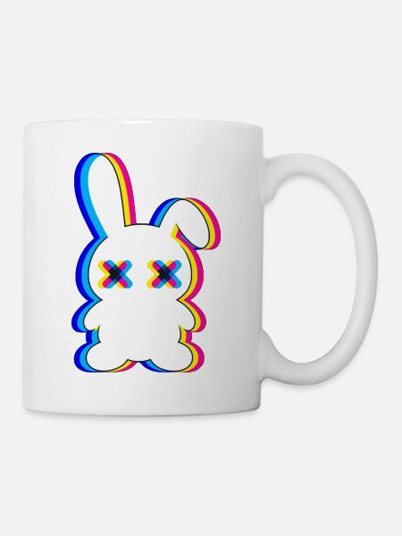 Glitch-Hase mit X-Augen - Tasse - Weiß