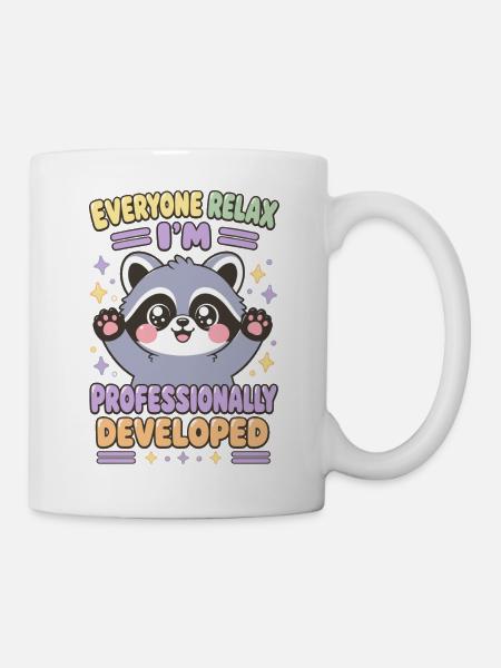 Niedlicher Chibi-Waschbär professionell entwickelt - Tasse - Weiß