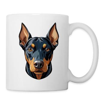 Doberman Pinscher Hundekopf - Tasse - Weiß - Rechts
