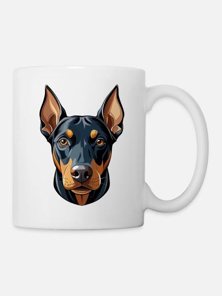 Doberman Pinscher Hundekopf - Tasse - Weiß