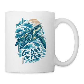 Honu Meeresschildkröte – Go With The Flow - Tasse - Weiß - Rechts