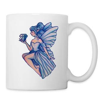 Azurblaue Fee mit Kristall-Edelstein - Tasse - Weiß - Rechts