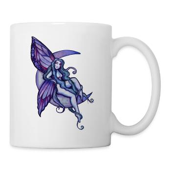 Mondbeschienene Fee auf dem Halbmond - Tasse - Weiß - Rechts