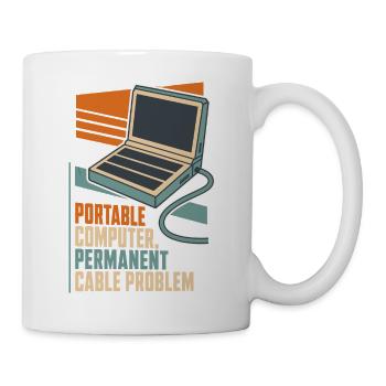 Laptop mit Kabelproblem – Computerhumor - Tasse - Weiß - Rechts