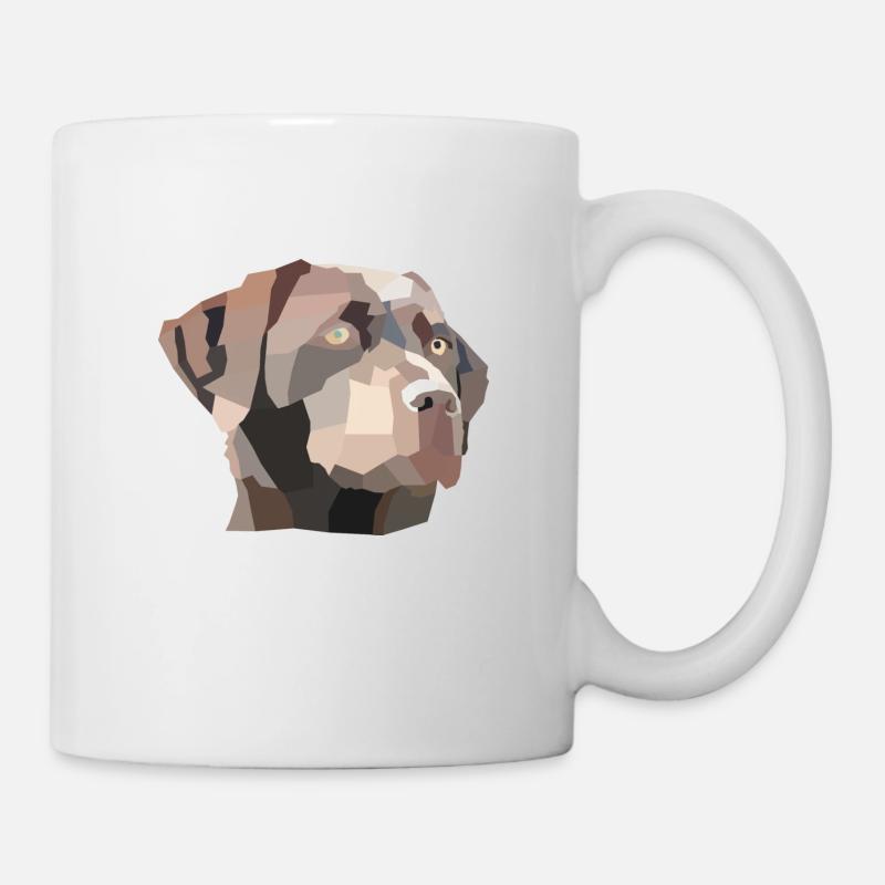 Labrador Kopf Braun Low Poly Mosaik - Tasse - Weiß
