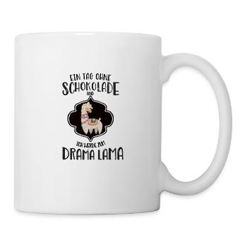 Dramaqueen Lama Llama Schokolade Lustig Shirt - Tasse - Weiß - Rechts