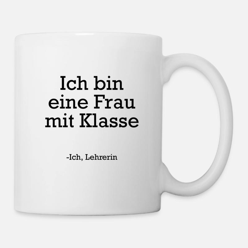 Frau mit Klasse - Lehrerin - Tasse - Weiß
