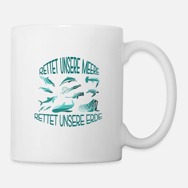 Sauvez nos mers T-shirt créatures de la mer turquoise - Mug blanc - blanc