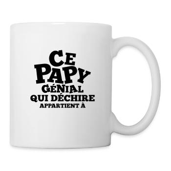 ce papy génial qui déchire appartient à (prénom) - Mug blanc - blanc - Droite