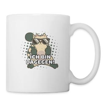 Katze Mittelfinger Katzen ICH BIN DAGEGEN - Tasse - Weiß - Rechts