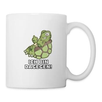 Schildkröte Mittelfinger ICH BIN DAGEGEN - Tasse - Weiß - Rechts