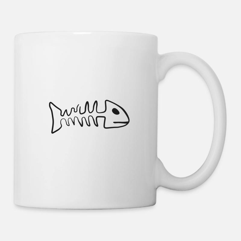 Squelette de poisson | costume d'halloween drôle - Mug blanc - blanc
