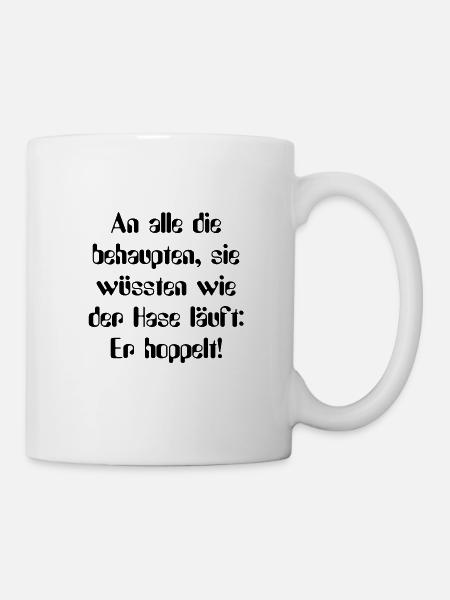 Hase Laeuft Hoppeln - Tasse - Weiß