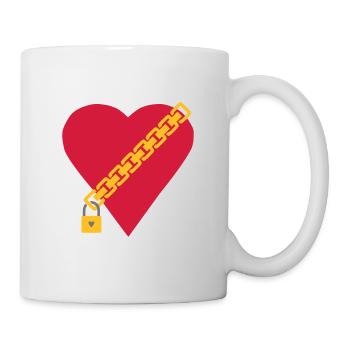 Herz mit Kette und Vorhängeschloss - Tasse - Weiß - Rechts