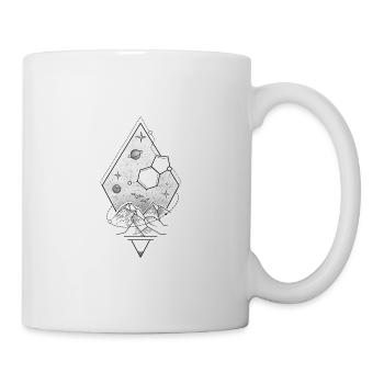 Mountains in space in diamonds and planets - Mug - white - Right