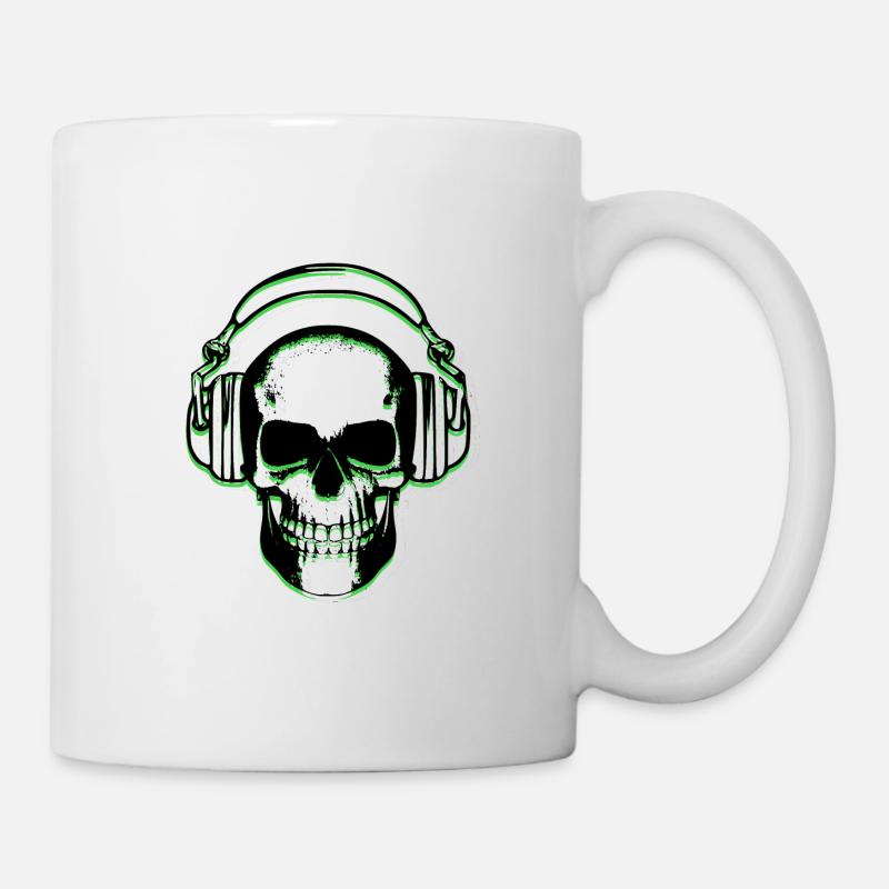 Casque crâne vert - Mug blanc - blanc