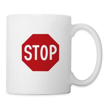 STOP Stoppschild Auto Fuehrerschein Autobahn - Tasse - Weiß - Rechts