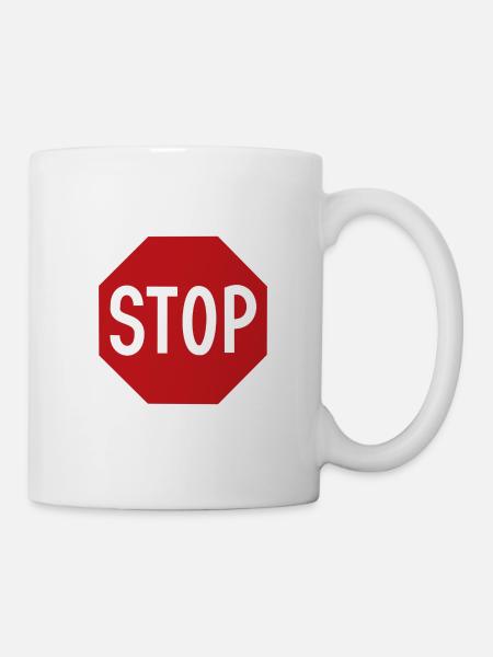 ARRÊTER le panneau d'arrêt du permis de conduire - Mug blanc - blanc