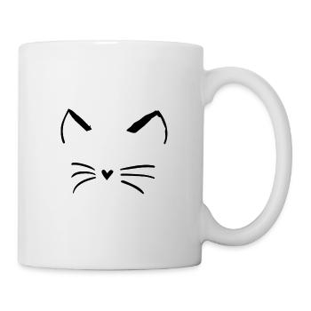 Katzen Gesicht - Tasse - Weiß - Rechts