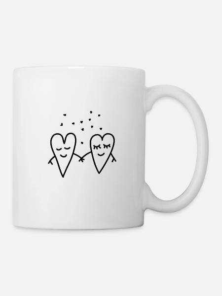 Valentin Amour Coeurs Couple Relation petite amie - Mug blanc - blanc
