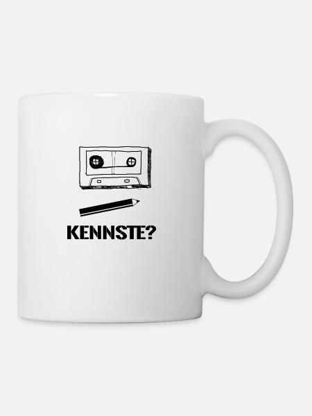 Kassette mit Bleistift zurückspulen 90er Jahre - Tasse - Weiß