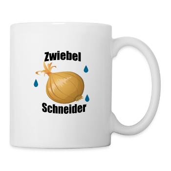 Zwiebeln, Zwiebel, Zwiebelschneider, tränen, Augen - Tasse - Weiß - Rechts