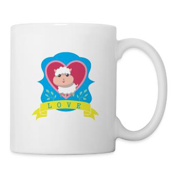 Schaf Love ins Herz geschlossen - Tasse - Weiß - Rechts