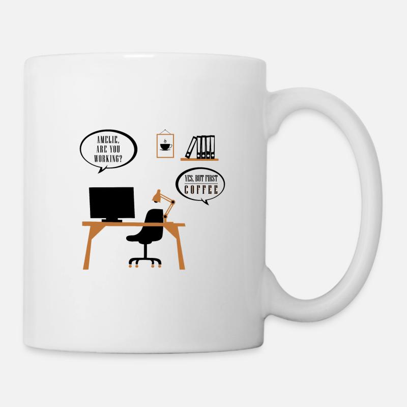 Arbeitest du? Amelie | Schwarz | Geschenk - Tasse - Weiß