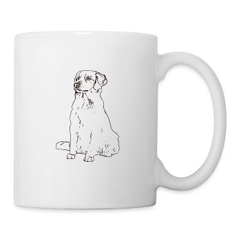 Labrador Golden Retriver chien assis place cadeau - Mug blanc - blanc - Droite