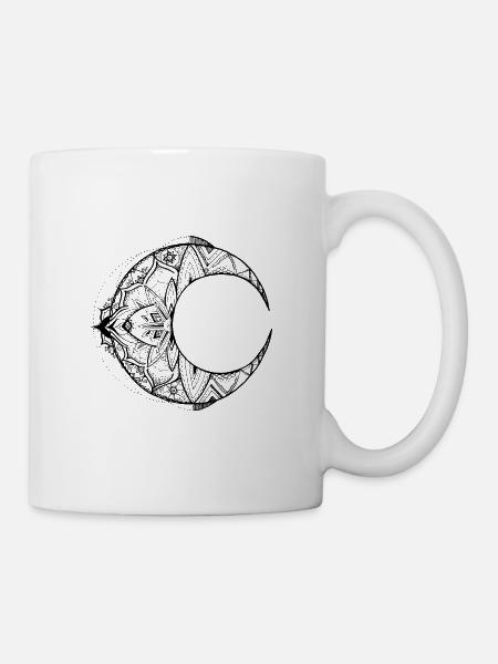 Halbmond Mnadala in schwarz - Tasse - Weiß