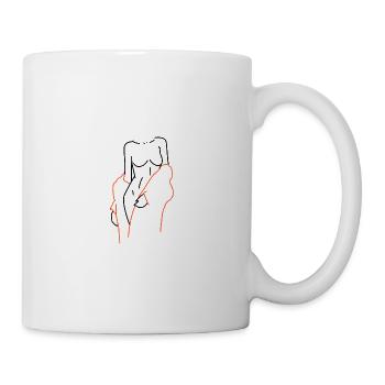 Frau in Handtuch Retro Zeichnung Design - Tasse - Weiß - Rechts