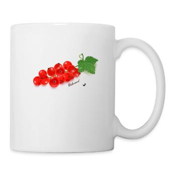 Rote Johannisbeere auf Zweig mit grünen Blatt tee - Tasse - Weiß - Rechts