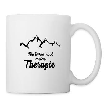 Berge sind meine Therapie Spruch Geschenk Klettern - Tasse - Weiß - Rechts